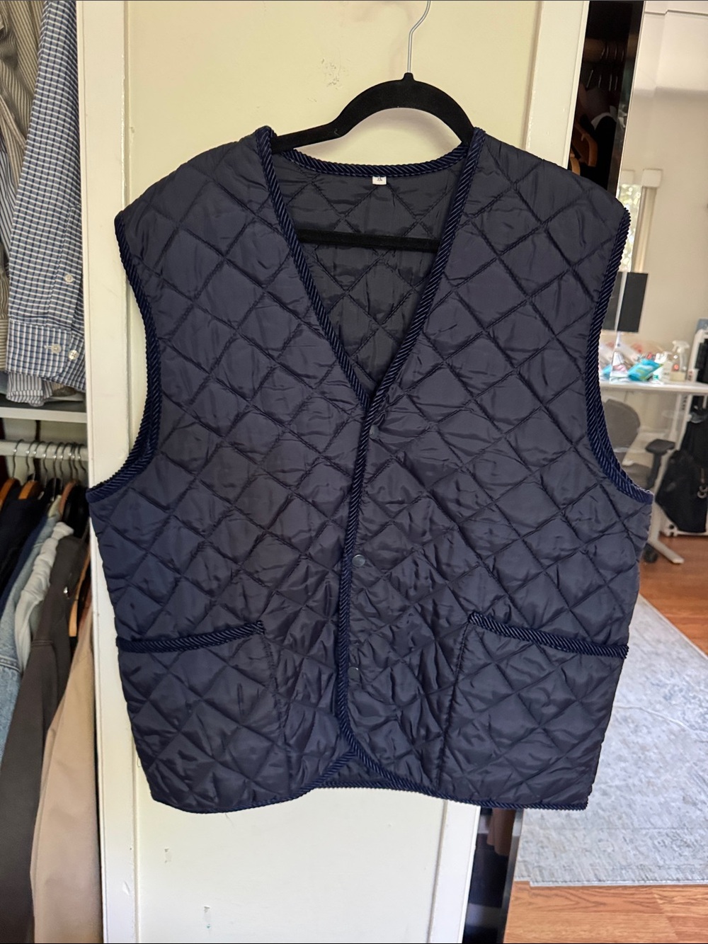 Quilted Navy Equestrian Vest, made in England